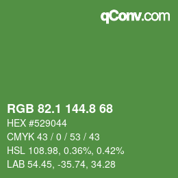 カラーコード: RGB 82.1 144.8 68 | qconv.com