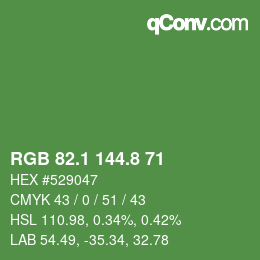 カラーコード: RGB 82.1 144.8 71 | qconv.com