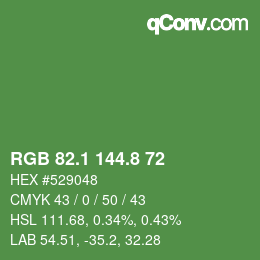 カラーコード: RGB 82.1 144.8 72 | qconv.com