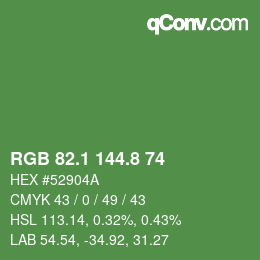 カラーコード: RGB 82.1 144.8 74 | qconv.com
