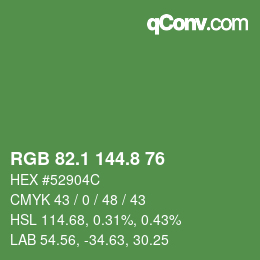 カラーコード: RGB 82.1 144.8 76 | qconv.com