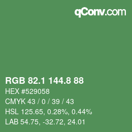 カラーコード: RGB 82.1 144.8 88 | qconv.com