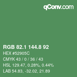 カラーコード: RGB 82.1 144.8 92 | qconv.com