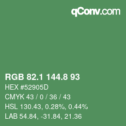 カラーコード: RGB 82.1 144.8 93 | qconv.com