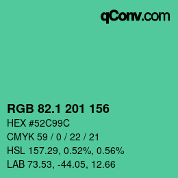 カラーコード: RGB 82.1 201 156 | qconv.com