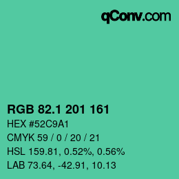 カラーコード: RGB 82.1 201 161 | qconv.com