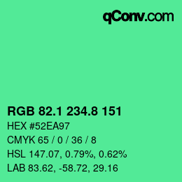 カラーコード: RGB 82.1 234.8 151 | qconv.com