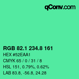 カラーコード: RGB 82.1 234.8 161 | qconv.com