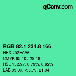 カラーコード: RGB 82.1 234.8 166 | qconv.com