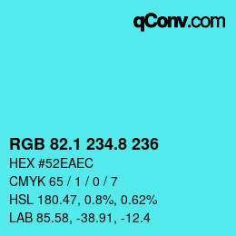 Color code: RGB 82.1 234.8 236 | qconv.com