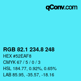 カラーコード: RGB 82.1 234.8 248 | qconv.com