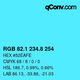 カラーコード: RGB 82.1 234.8 254 | qconv.com