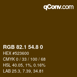 Color code: RGB 82.1 54.8 0 | qconv.com