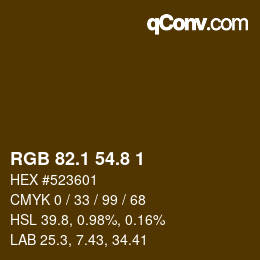 Color code: RGB 82.1 54.8 1 | qconv.com