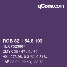 Color code: RGB 82.1 54.8 103 | qconv.com