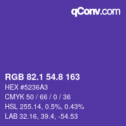 カラーコード: RGB 82.1 54.8 163 | qconv.com