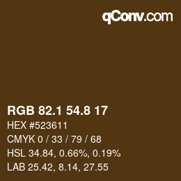 カラーコード: RGB 82.1 54.8 17 | qconv.com