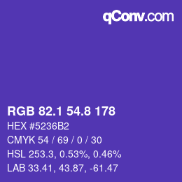 カラーコード: RGB 82.1 54.8 178 | qconv.com