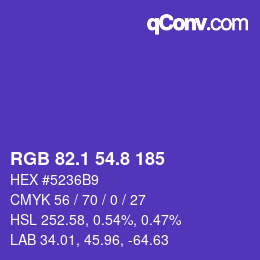 カラーコード: RGB 82.1 54.8 185 | qconv.com