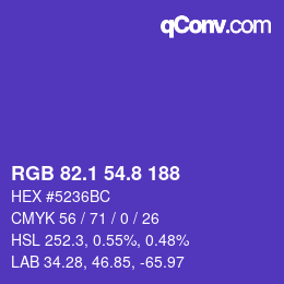 カラーコード: RGB 82.1 54.8 188 | qconv.com