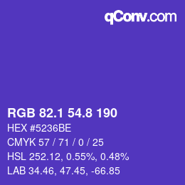 カラーコード: RGB 82.1 54.8 190 | qconv.com