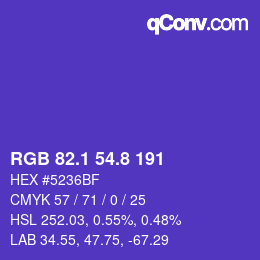 カラーコード: RGB 82.1 54.8 191 | qconv.com