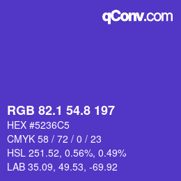 カラーコード: RGB 82.1 54.8 197 | qconv.com