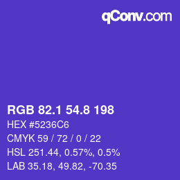 カラーコード: RGB 82.1 54.8 198 | qconv.com