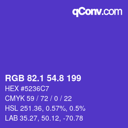 カラーコード: RGB 82.1 54.8 199 | qconv.com