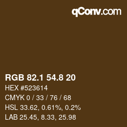 Color code: RGB 82.1 54.8 20 | qconv.com