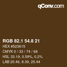Color code: RGB 82.1 54.8 21 | qconv.com