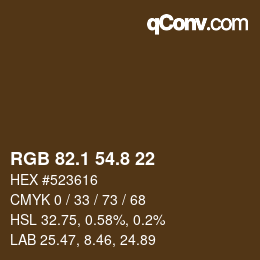 カラーコード: RGB 82.1 54.8 22 | qconv.com