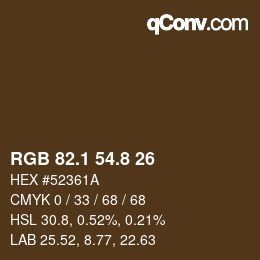 Code couleur: RGB 82.1 54.8 26 | qconv.com