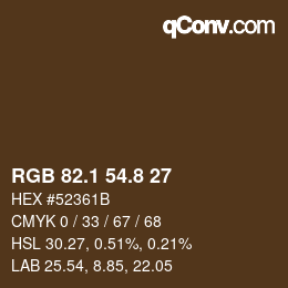 Color code: RGB 82.1 54.8 27 | qconv.com