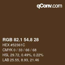 Color code: RGB 82.1 54.8 28 | qconv.com