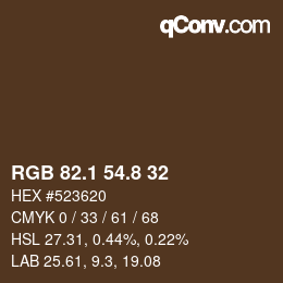 Color code: RGB 82.1 54.8 32 | qconv.com