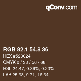 カラーコード: RGB 82.1 54.8 36 | qconv.com