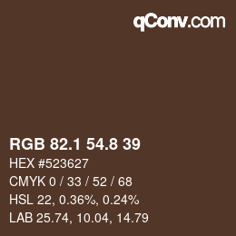 Código de color: RGB 82.1 54.8 39 | qconv.com