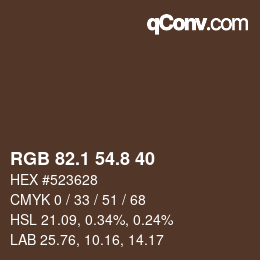 Color code: RGB 82.1 54.8 40 | qconv.com