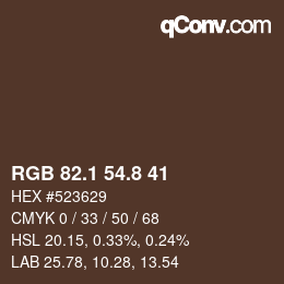 Color code: RGB 82.1 54.8 41 | qconv.com
