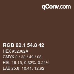 Color code: RGB 82.1 54.8 42 | qconv.com