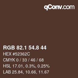 Color code: RGB 82.1 54.8 44 | qconv.com