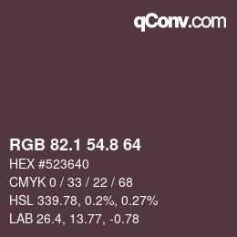 Color code: RGB 82.1 54.8 64 | qconv.com