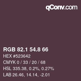 カラーコード: RGB 82.1 54.8 66 | qconv.com