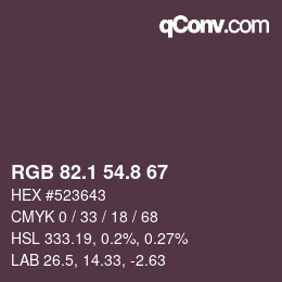 Color code: RGB 82.1 54.8 67 | qconv.com