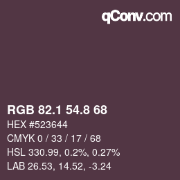 カラーコード: RGB 82.1 54.8 68 | qconv.com
