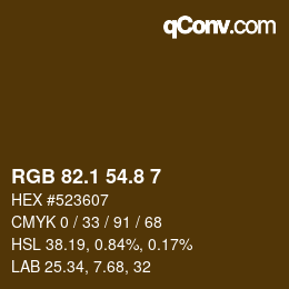 カラーコード: RGB 82.1 54.8 7 | qconv.com