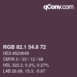Farbcode: RGB 82.1 54.8 72 | qconv.com