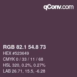 Color code: RGB 82.1 54.8 73 | qconv.com