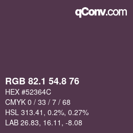 Color code: RGB 82.1 54.8 76 | qconv.com